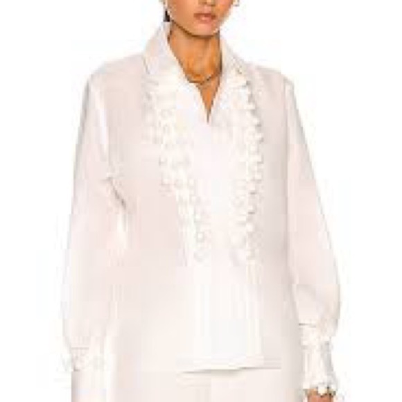 Alexis White Blouse with Pom Pom Details - Picture 3 of 10